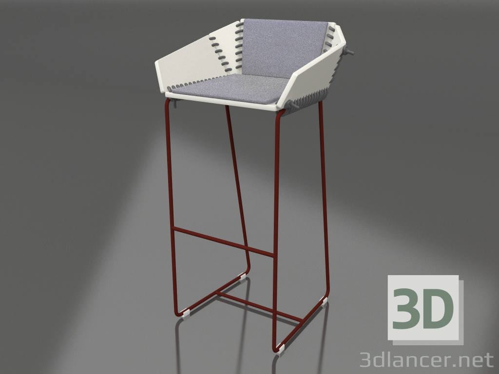 3 डी मॉडल पीठ के साथ ऊँची कुर्सी (वाइन रेड) - पूर्वावलोकन