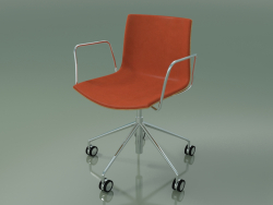 Sandalye 0334 (5 tekerlekli, kolçaklı, ön kaplamalı, doğal meşe)