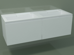 Double washbasin with drawers (L 144, P 50, H 48 cm)