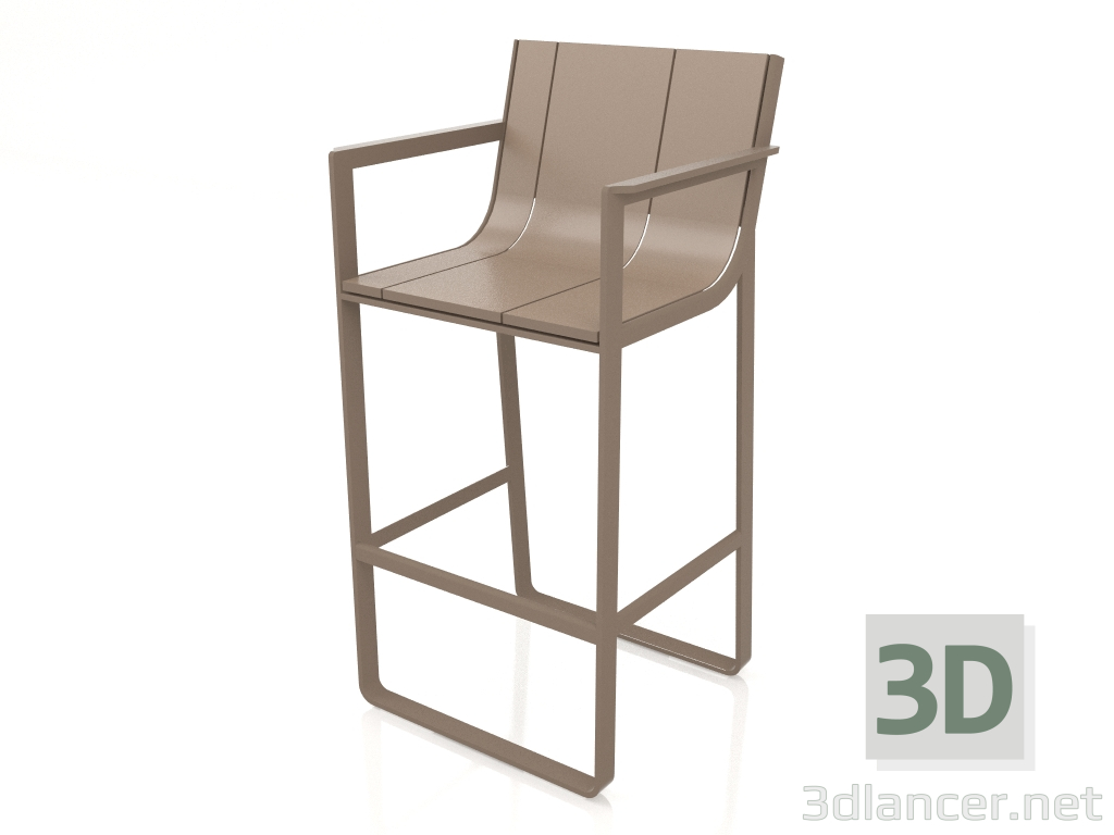 3d model Stool with a high back and armrests (Bronze) - preview