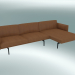 modello 3D Divano con sedia a sdraio Outline, destra (Refine Cognac Leather, Nero) - anteprima