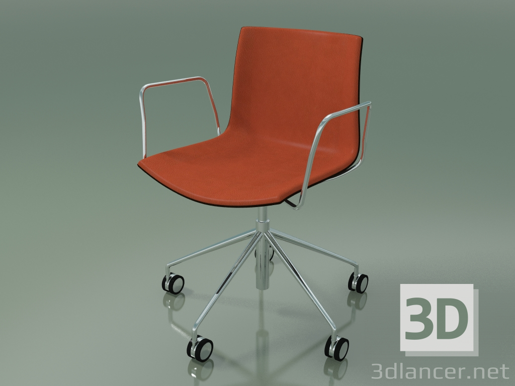 modèle 3D Chaise 0334 (5 roulettes, avec accoudoirs, avec garniture avant, wengé) - preview