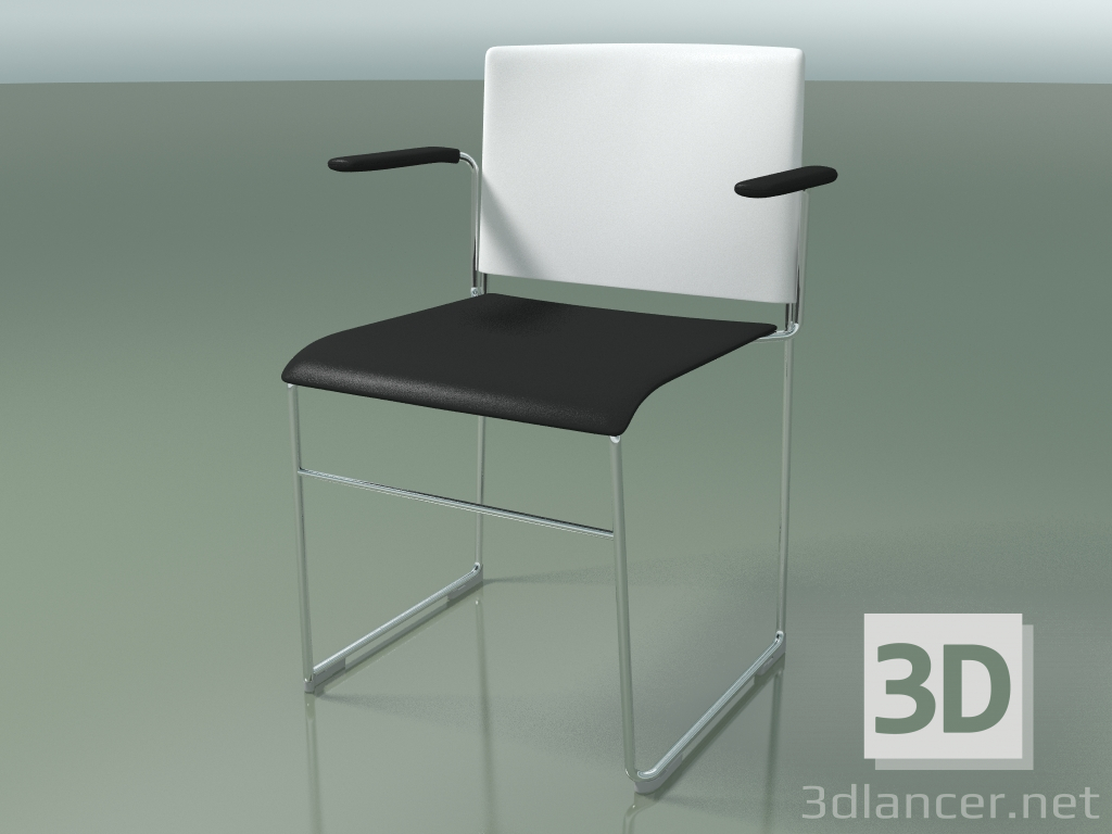 modello 3D Sedia impilabile con braccioli 6603 (polipropilene Bianco co secondo colore, CRO) - anteprima