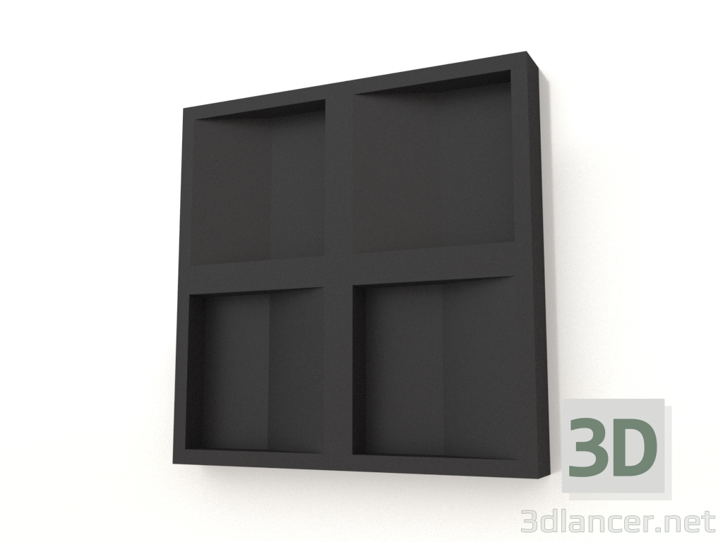 3D modeli 3D duvar paneli KONKAV (siyah) - önizleme
