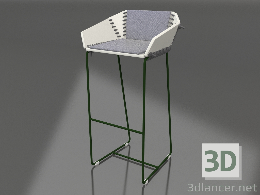 3 डी मॉडल पीठ के साथ ऊँची कुर्सी (बोतल हरी) - पूर्वावलोकन