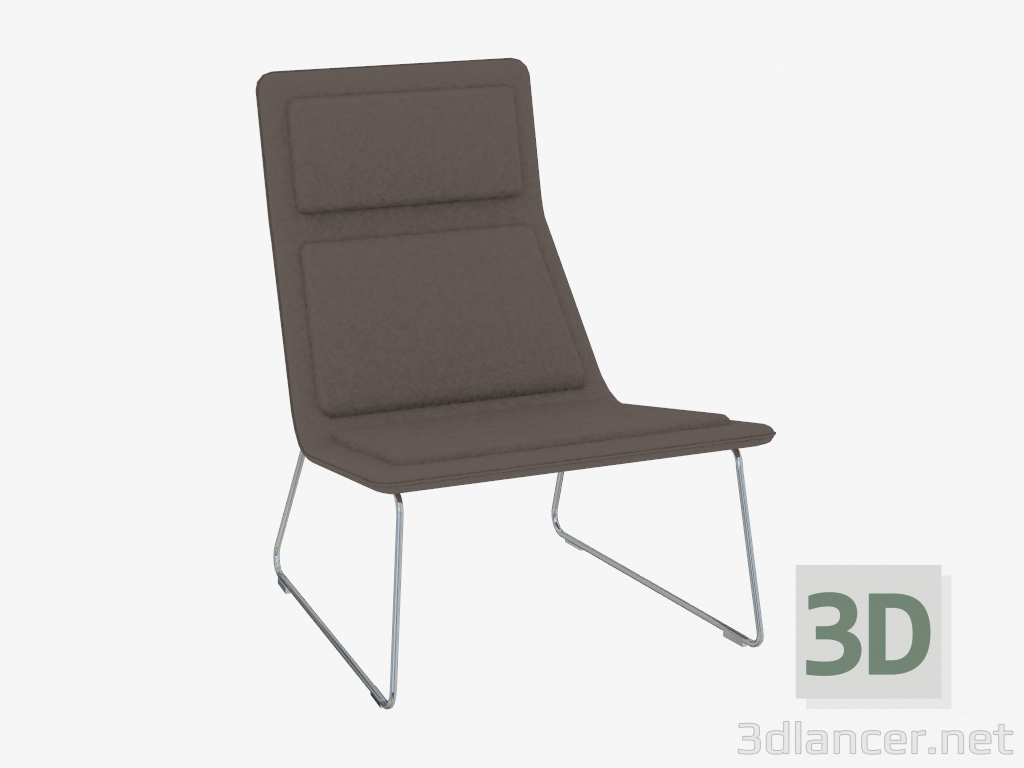 3d model Armchair with leather upholstery without armrests Low Pad - preview