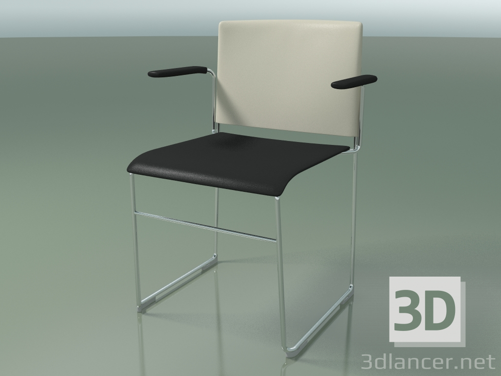 3d model Stackable chair with armrests 6603 (polypropylene Ivory co second color, CRO) - preview