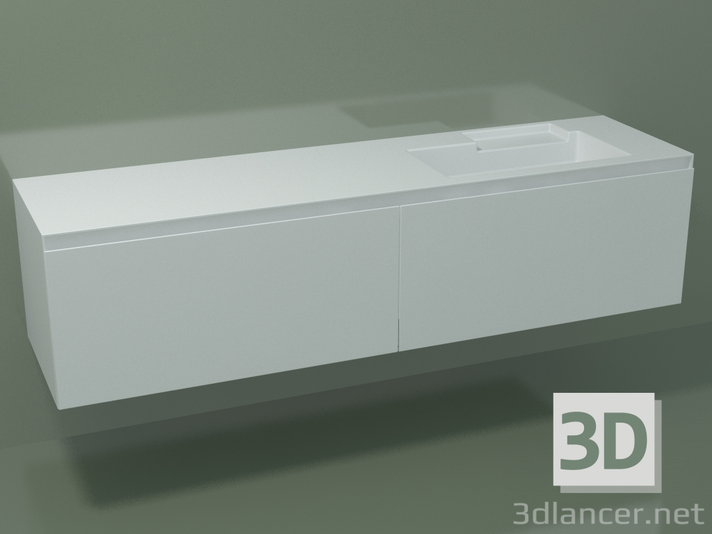 3D Modell Waschbecken mit Schubladen (dx, L 192, P 50, H 48 cm) - Vorschau