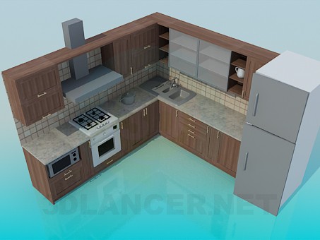 3d model Kitchen - preview 3d model Kitchen - preview
