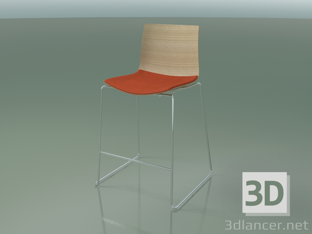 modèle 3D Tabouret de bar 0304 (sur un traîneau, avec un oreiller sur le siège, chêne blanchi) - preview