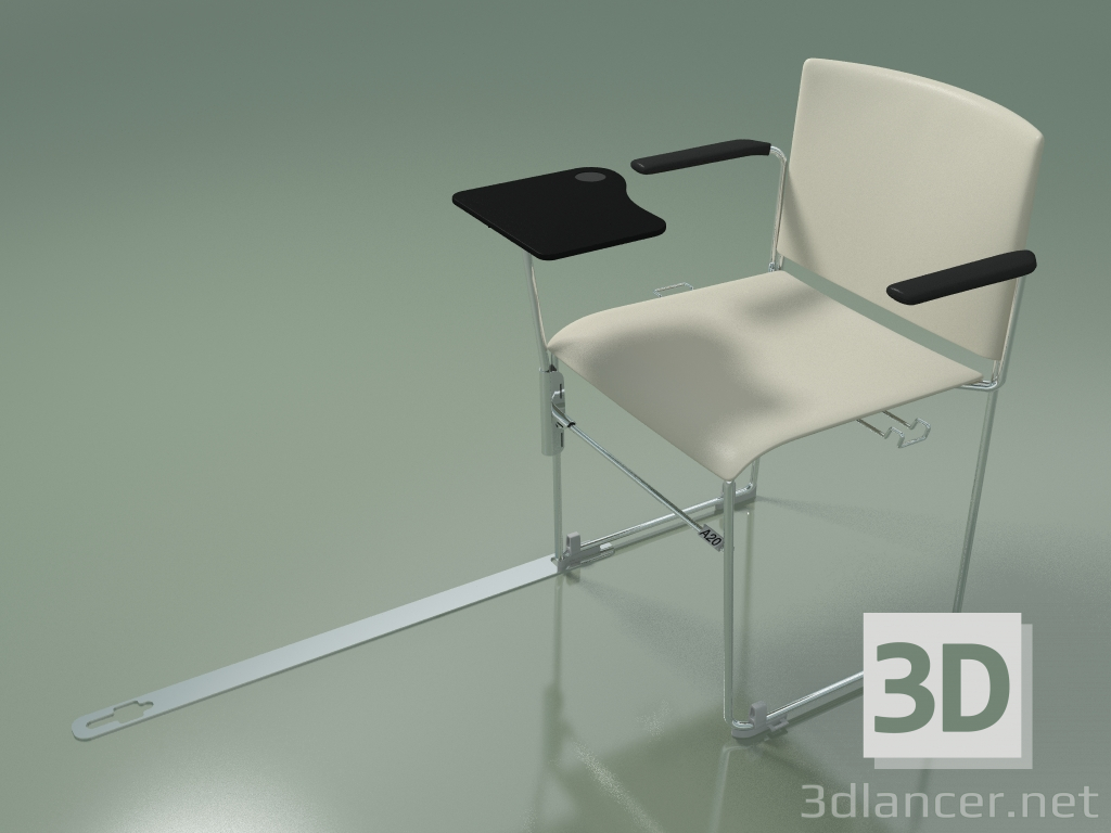 3d model Stackable chair with armrests and accessories 6603 (polypropylene Ivory, CRO) - preview