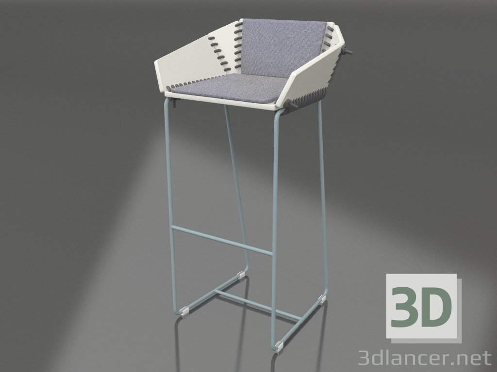 3D Modell Hochstuhl mit Rückenlehne (Blaugrau) - Vorschau