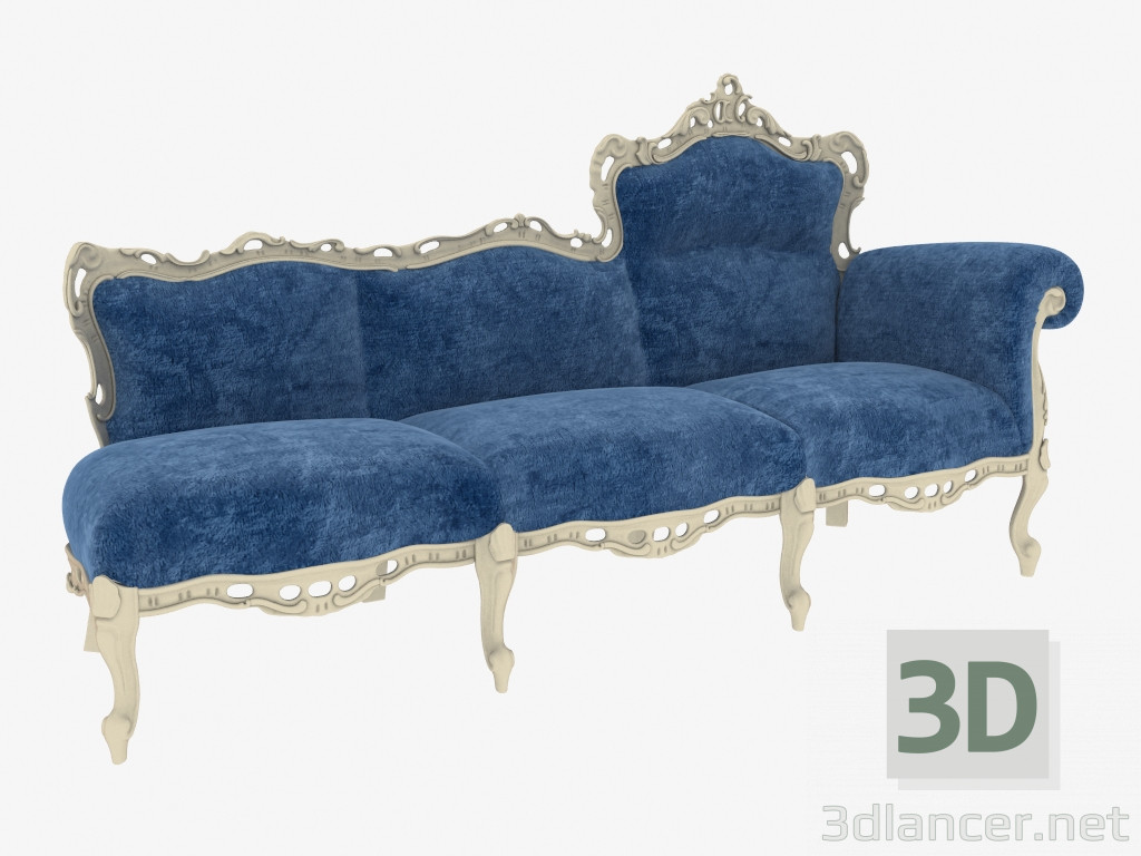 3D Modell Sofa gerade klassisch (11422) - Vorschau