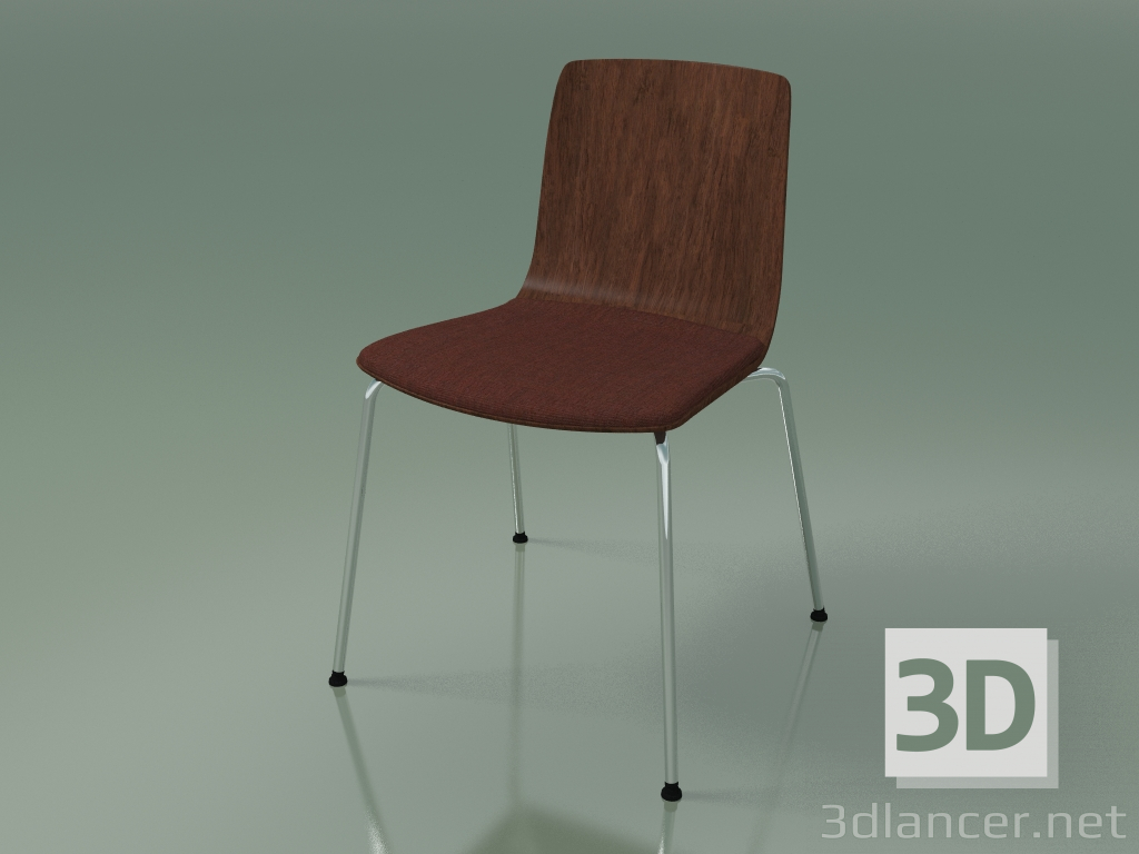modèle 3D Chaise 3973 (4 pieds en métal, avec un coussin sur le siège, noyer) - preview