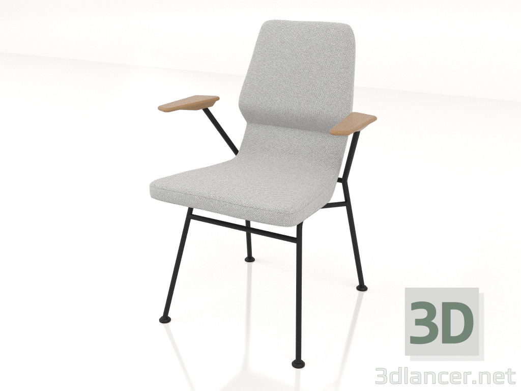 Modelo 3d Cadeira com pernas metálicas D16 mm com braços - preview