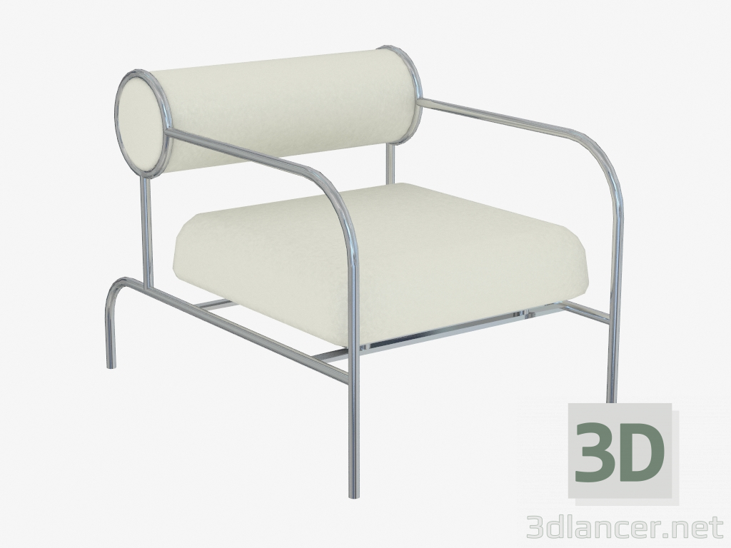 Modelo 3d Poltrona de couro estofamento de sofá com braços - preview