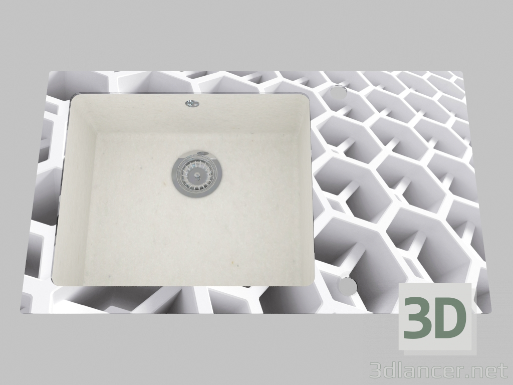 3d model Washing of glass-granite, 1 chamber with a wing for drying - the edge of a round Capella (ZSC AC1C) - preview