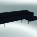 3D Modell Sofa mit Liegestuhl Outline rechts (Vidar 554, Schwarz) - Vorschau
