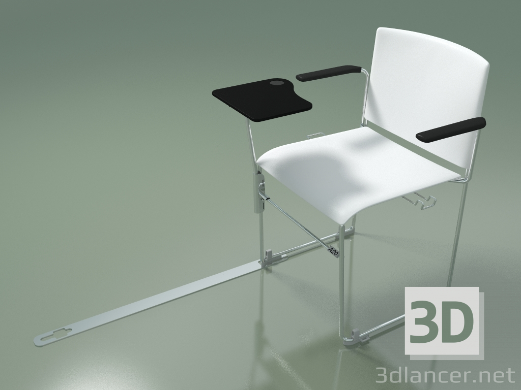 modello 3D Sedia impilabile con braccioli e accessori 6603 (polipropilene Bianco, CRO) - anteprima