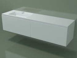 Washbasin with drawers (sx, L 192, P 50, H 48 cm)