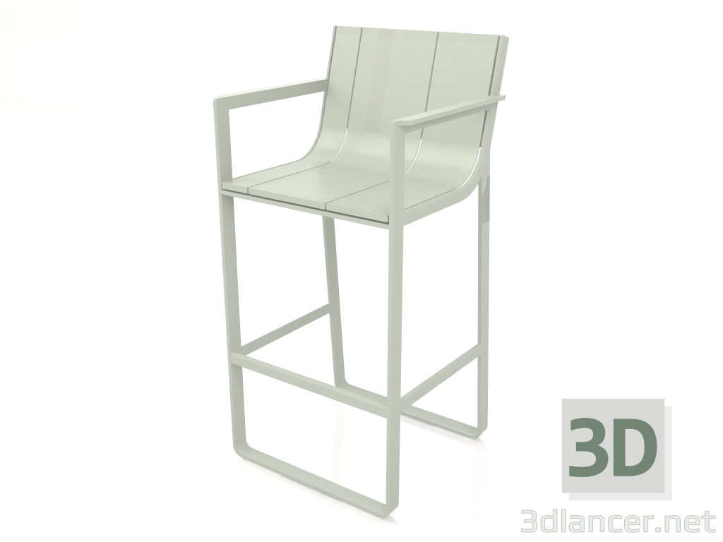 3d model Stool with a high back and armrests (Cement gray) - preview