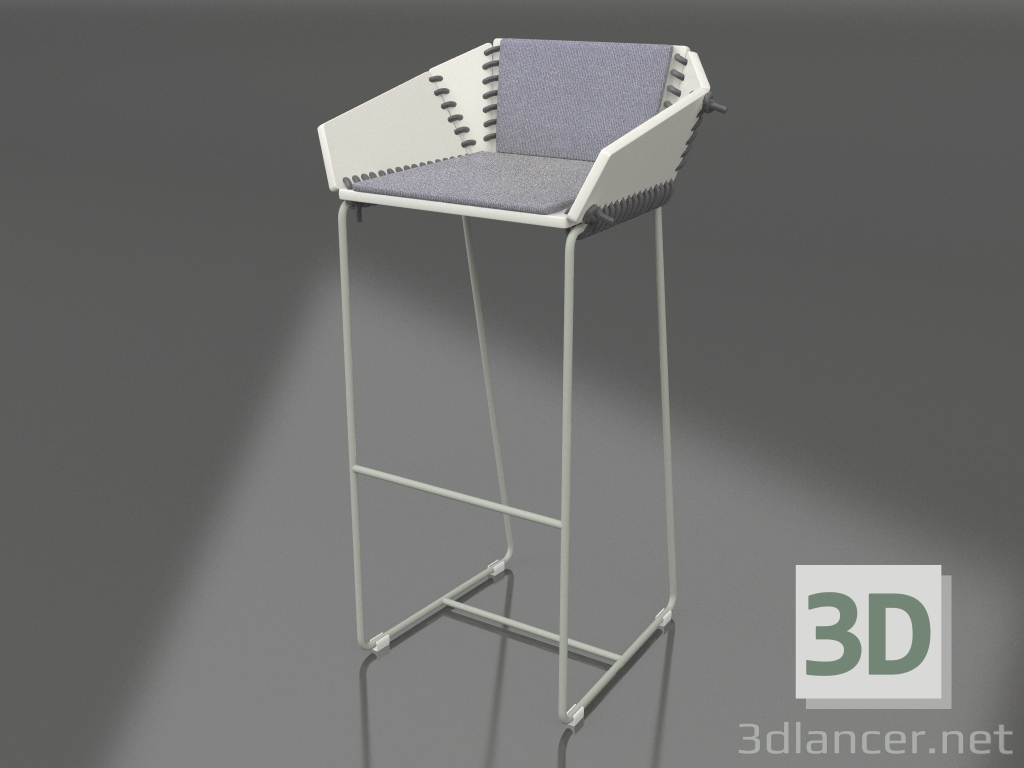 Modelo 3d Cadeira alta com encosto (cinza cimento) - preview