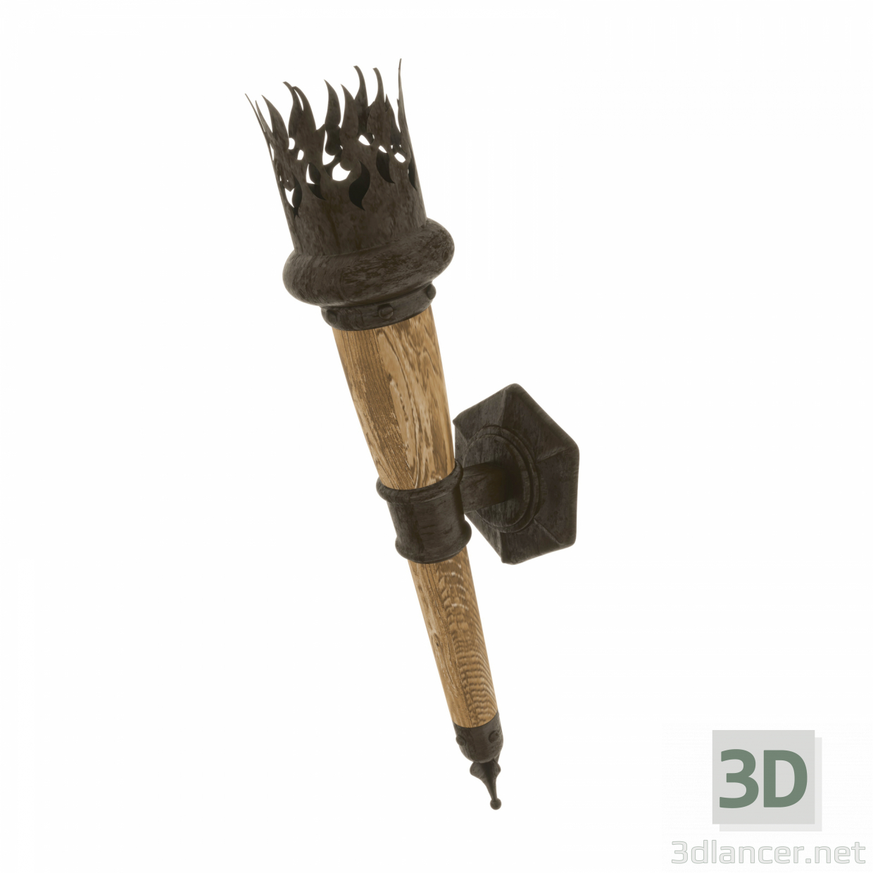 modèle 3D Bougeoir à la main. rf « flamme de la torche 1 » - preview
