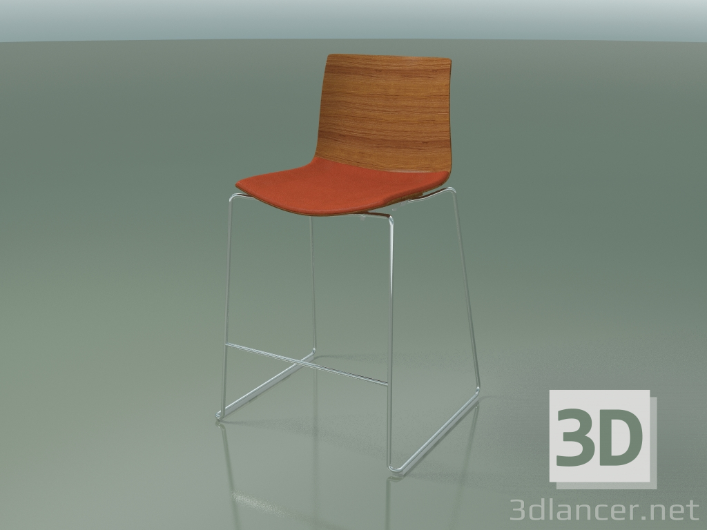 3d model Bar stool 0304 (on a sled, with a pillow on the seat, teak effect) - preview