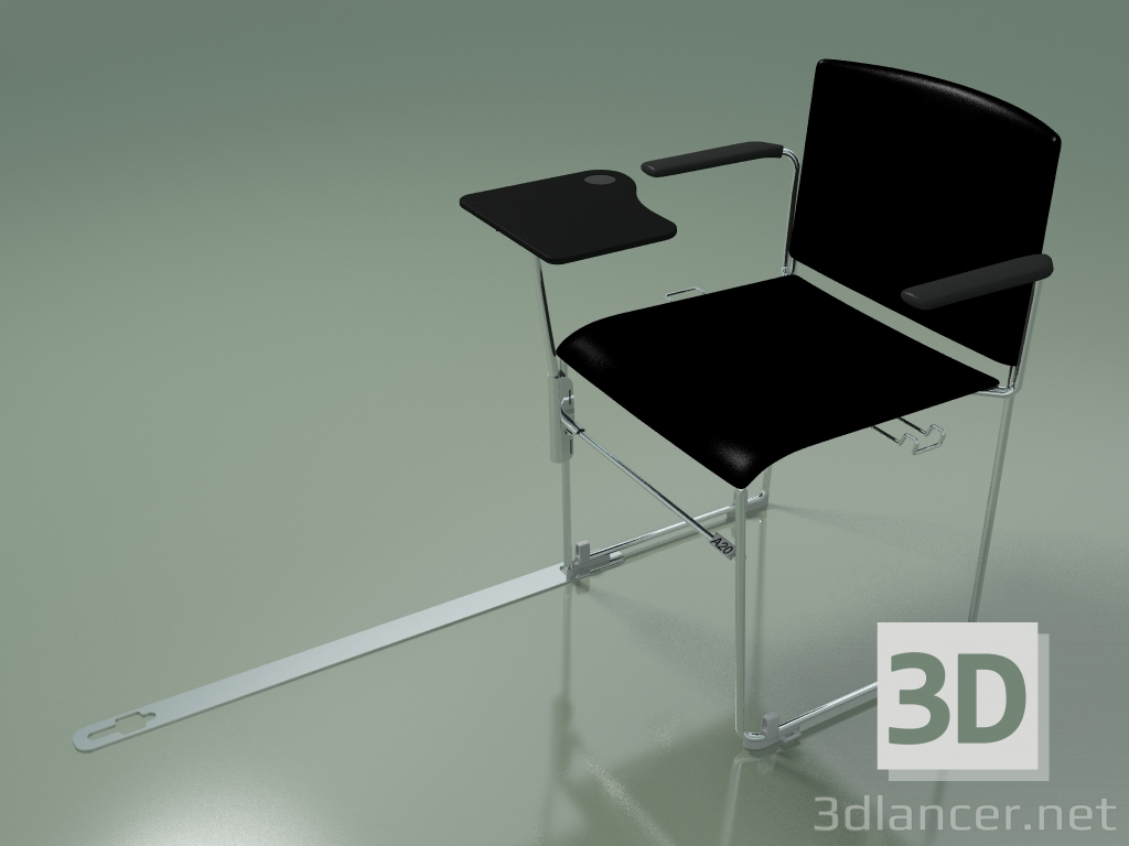 3d model Stackable chair with armrests and accessories 6603 (polypropylene Black, CRO) - preview