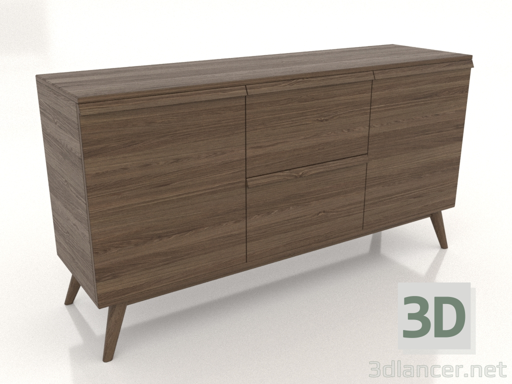 modello 3D Cassettiera 2 1500x400x800 (frassino noce alleggerito) - anteprima