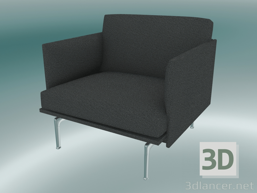 modèle 3D Chaise studio Outline (Hallingdal 166, aluminium poli) - preview