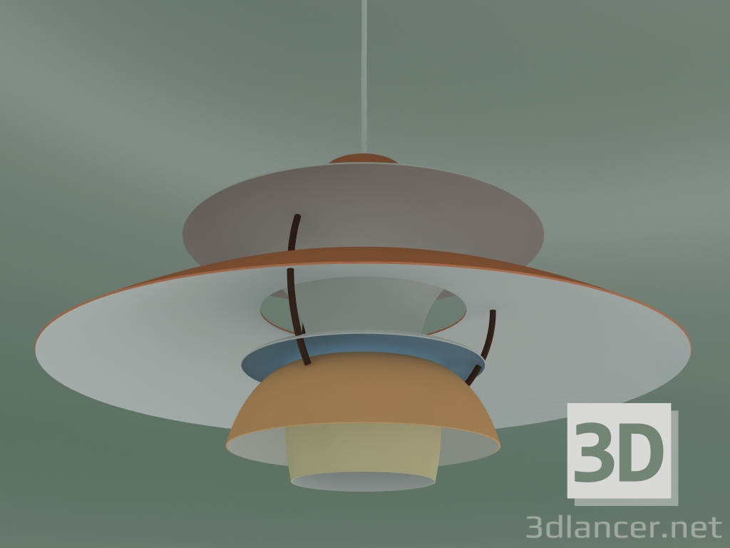3d model Lámpara colgante PH 5 (75W E27, TONOS DE NARANJA) - vista previa
