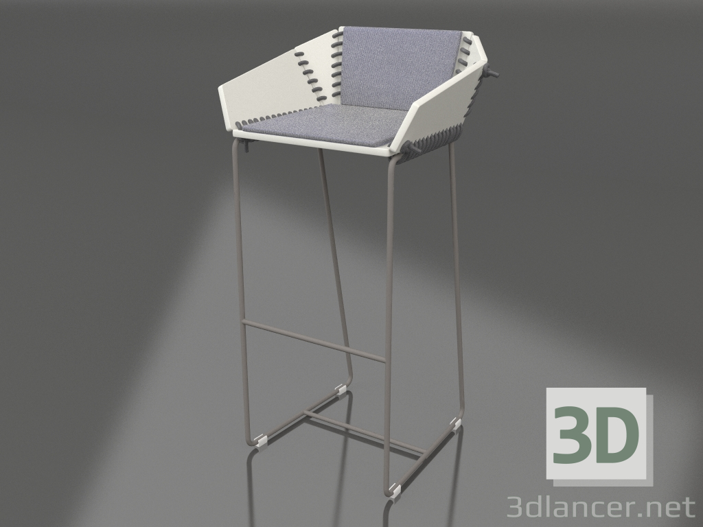 Modelo 3d Cadeira alta com encosto (cinza quartzo) - preview