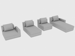Elementos de um sofá modular YURA