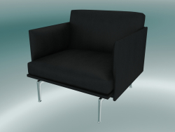 Chaise studio Outline (cuir noir raffiné, aluminium poli)