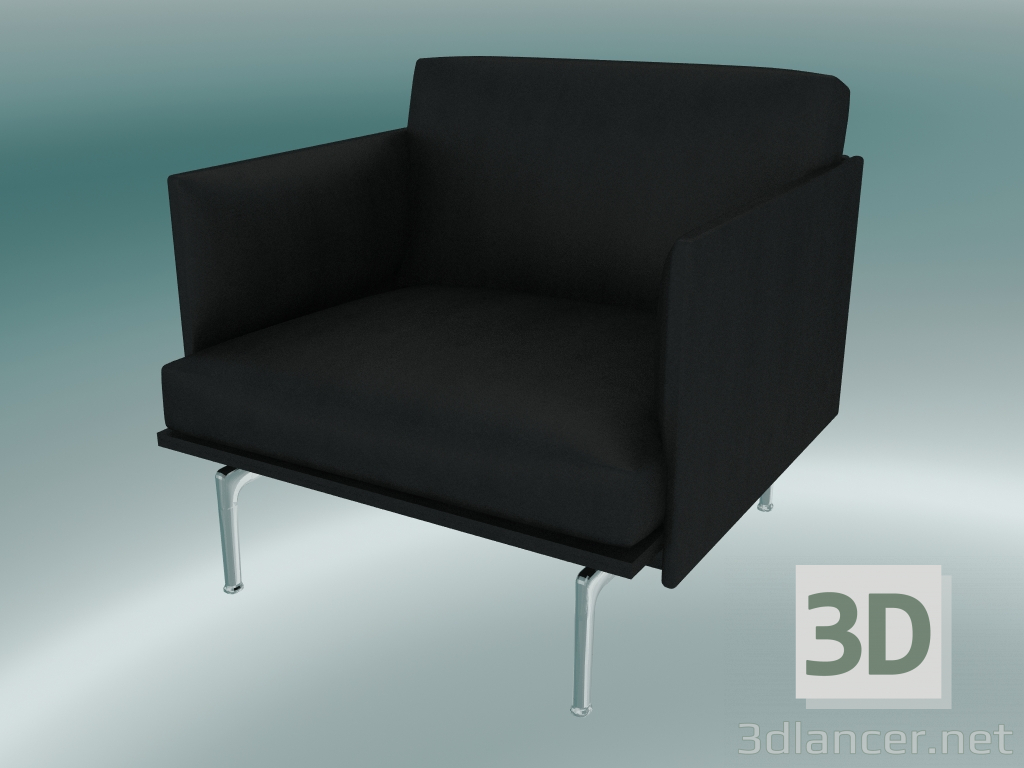 3 डी मॉडल कुर्सी स्टूडियो रूपरेखा (काले चमड़े को परिष्कृत करें, पॉलिश एल्यूमीनियम) - पूर्वावलोकन
