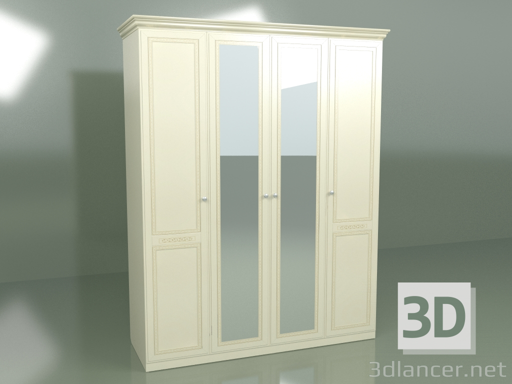 3D Modell Kleiderschrank 4 Türen mit Spiegel VN 1403 - Vorschau