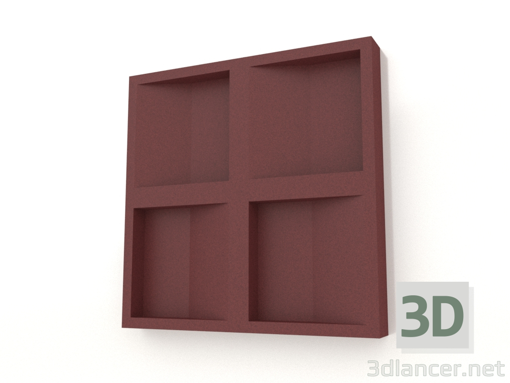 3d model 3D wall panel CONCAVE (burgundy) - preview