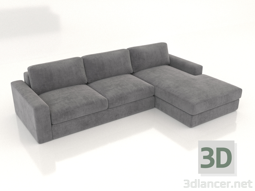 3d model PALERMO sofa with ottoman (upholstery option 3) - preview