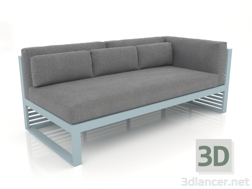 modèle 3D Canapé modulable section 1 droite (Bleu gris) - preview