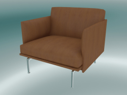 Esboço do estúdio da cadeira (refinar o couro de conhaque, alumínio polido)