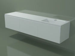 Washbasin with drawers (dx, L 216, P 50, H 48 cm)