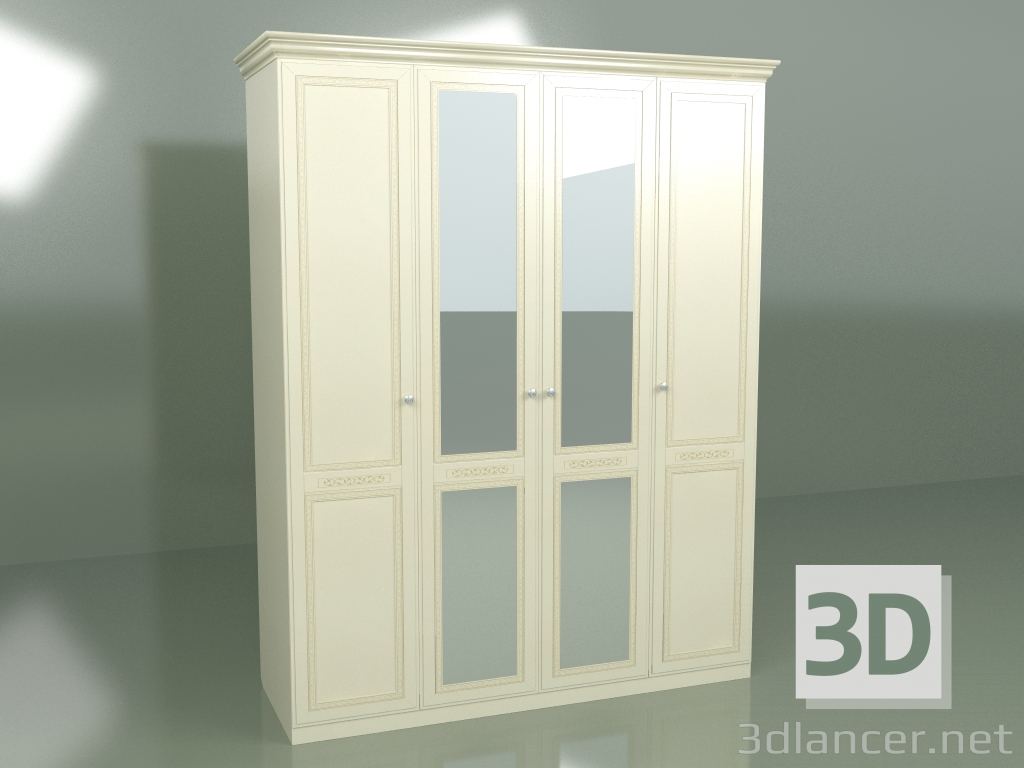 3D Modell Kleiderschrank 4 Türen mit Spiegel VN 1403-1 - Vorschau