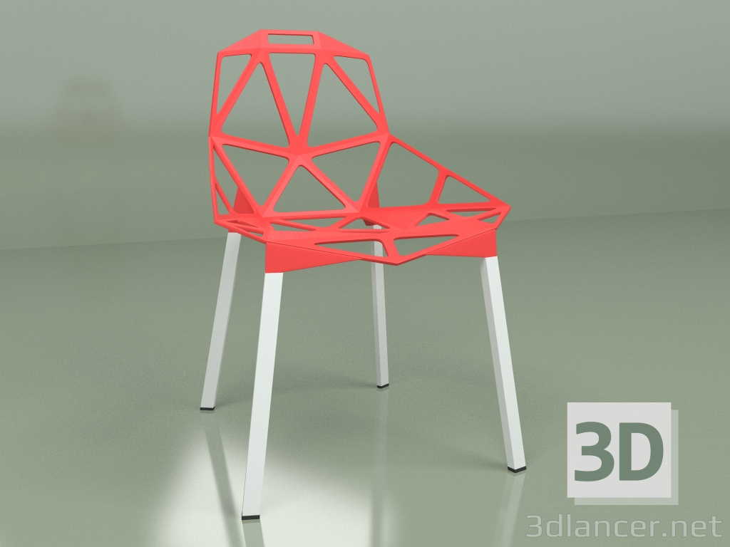 modello 3D Sedia uno (rosso) - anteprima