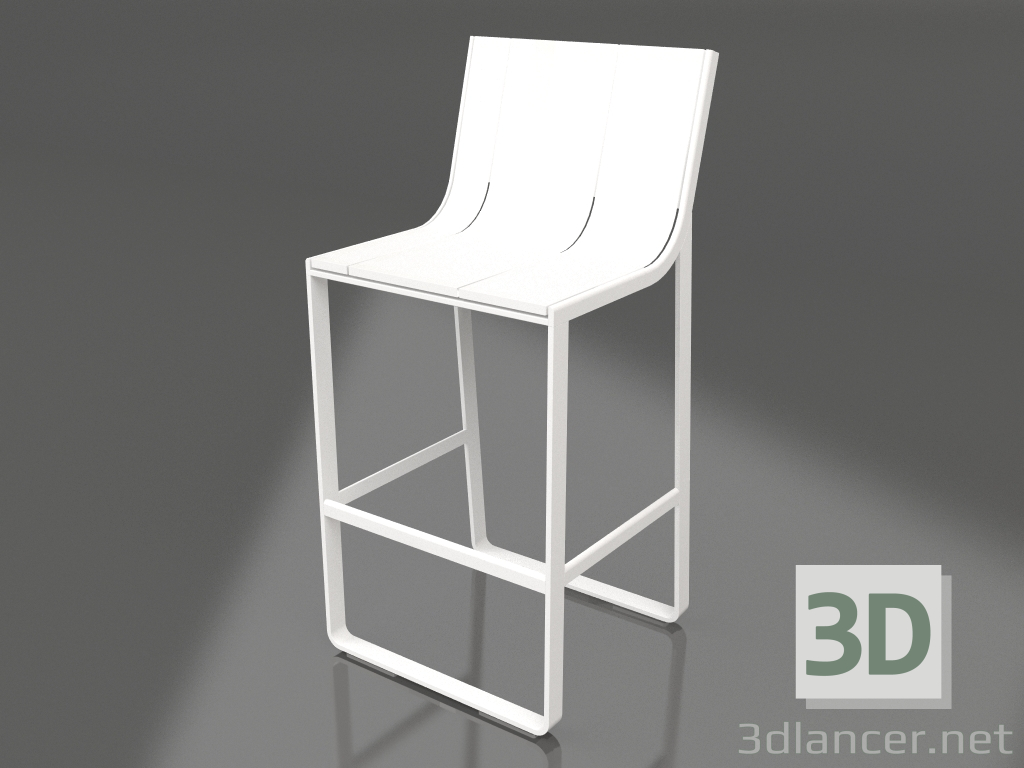 3d model Stool with a high back (White) - preview