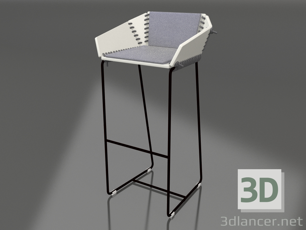 3d model High chair with back (Black) - preview