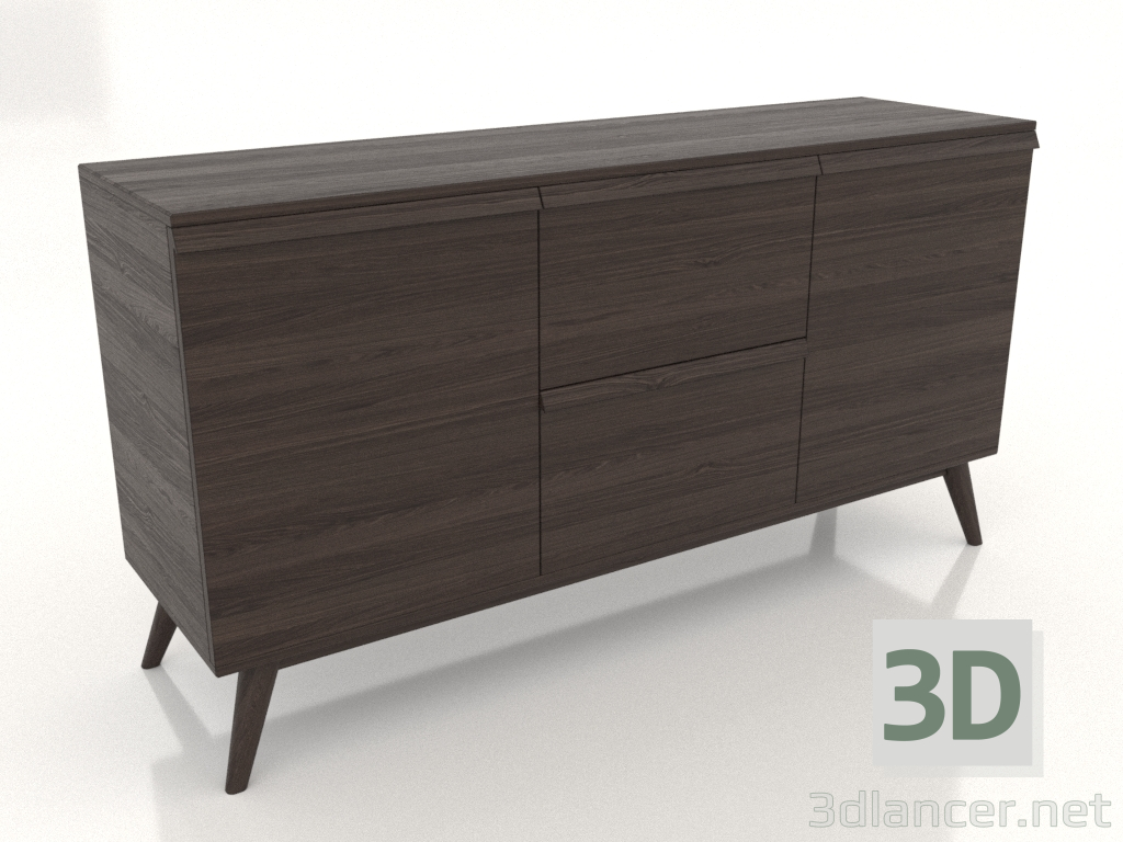 modello 3D Cassettiera 2 1500x400x800 (noce cenere) - anteprima