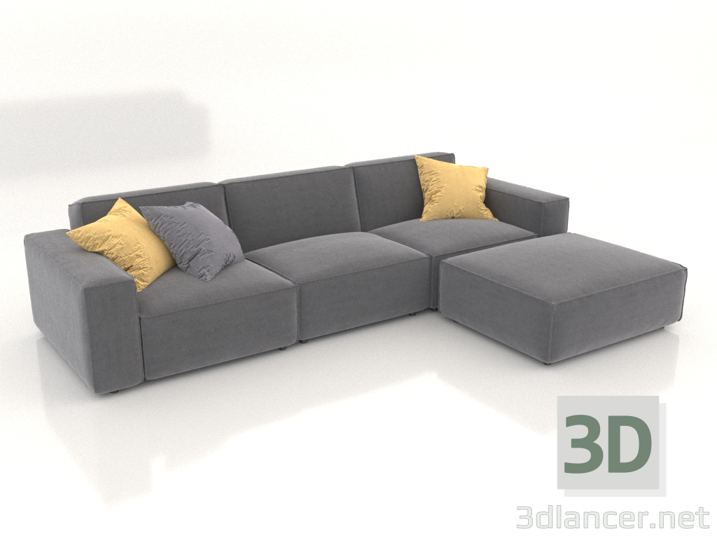 modello 3D Divano componibile Premium Como (angolo) - anteprima