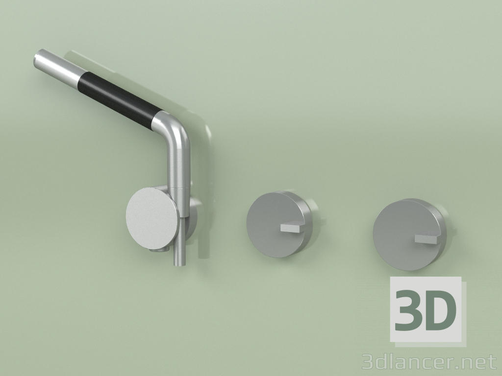 3D modeli 2'li hidro-progresif banyo ve duş bataryası seti, el duşu (18 68, AS) - önizleme