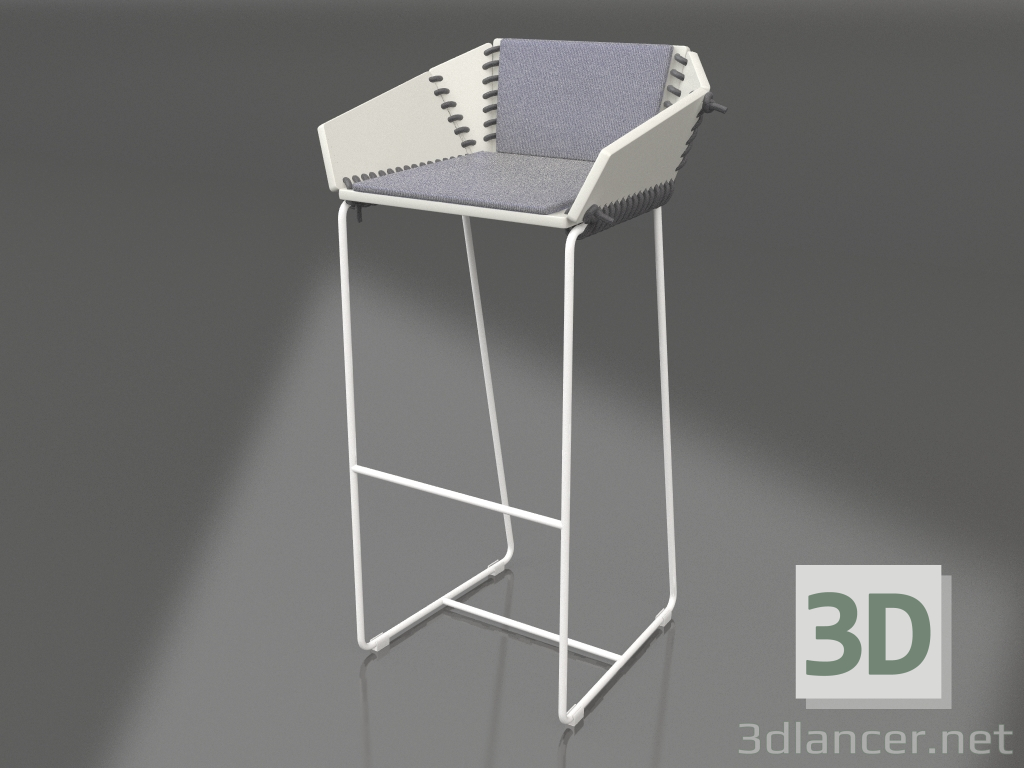 3d model High chair with back (White) - preview